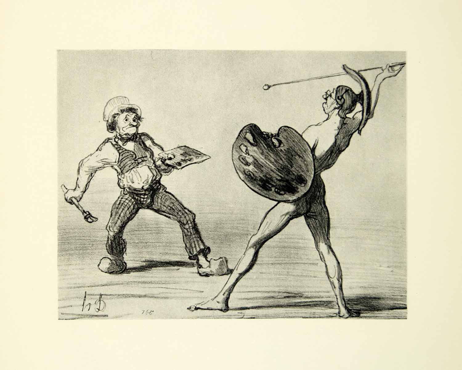 1938 Rotogravure Battle Schools Ecoles Honore Daumier Artist Nude Old New XDI8