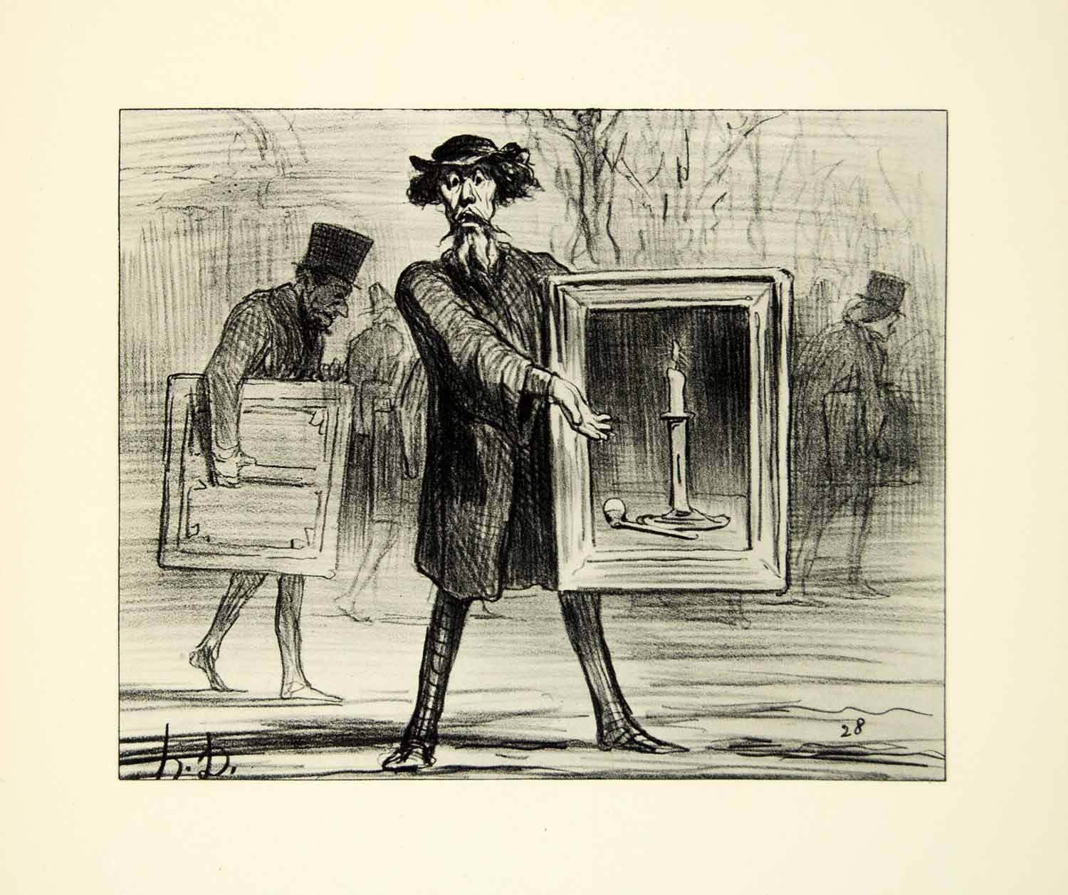 1938 Rotogravure Ignorant Candle Artist Ignres Honore Daumier Street Scene XDI8