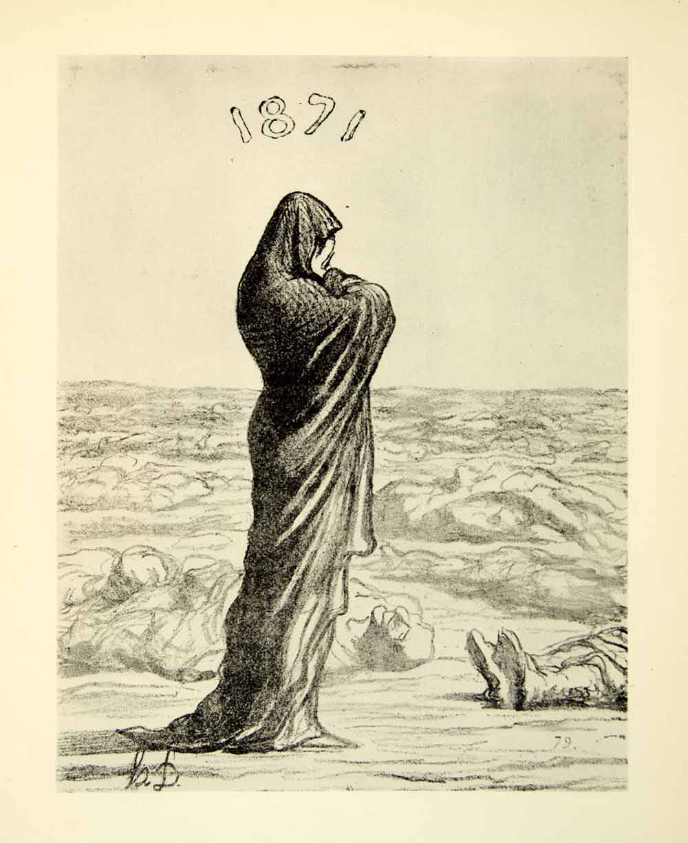 1938 Rotogravure Honore Daumier Art Mourning Woman Massacre Franco Prussian XDI8
