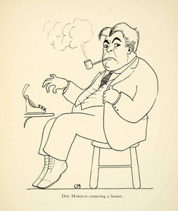 1923 Print Don Donald Robert Perry Marquis Caricature Portrait Poet Gene XDI9