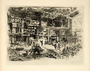 1917 Print Press Joseph Pennell Industrial Factory Warehouse World War I XDJ1