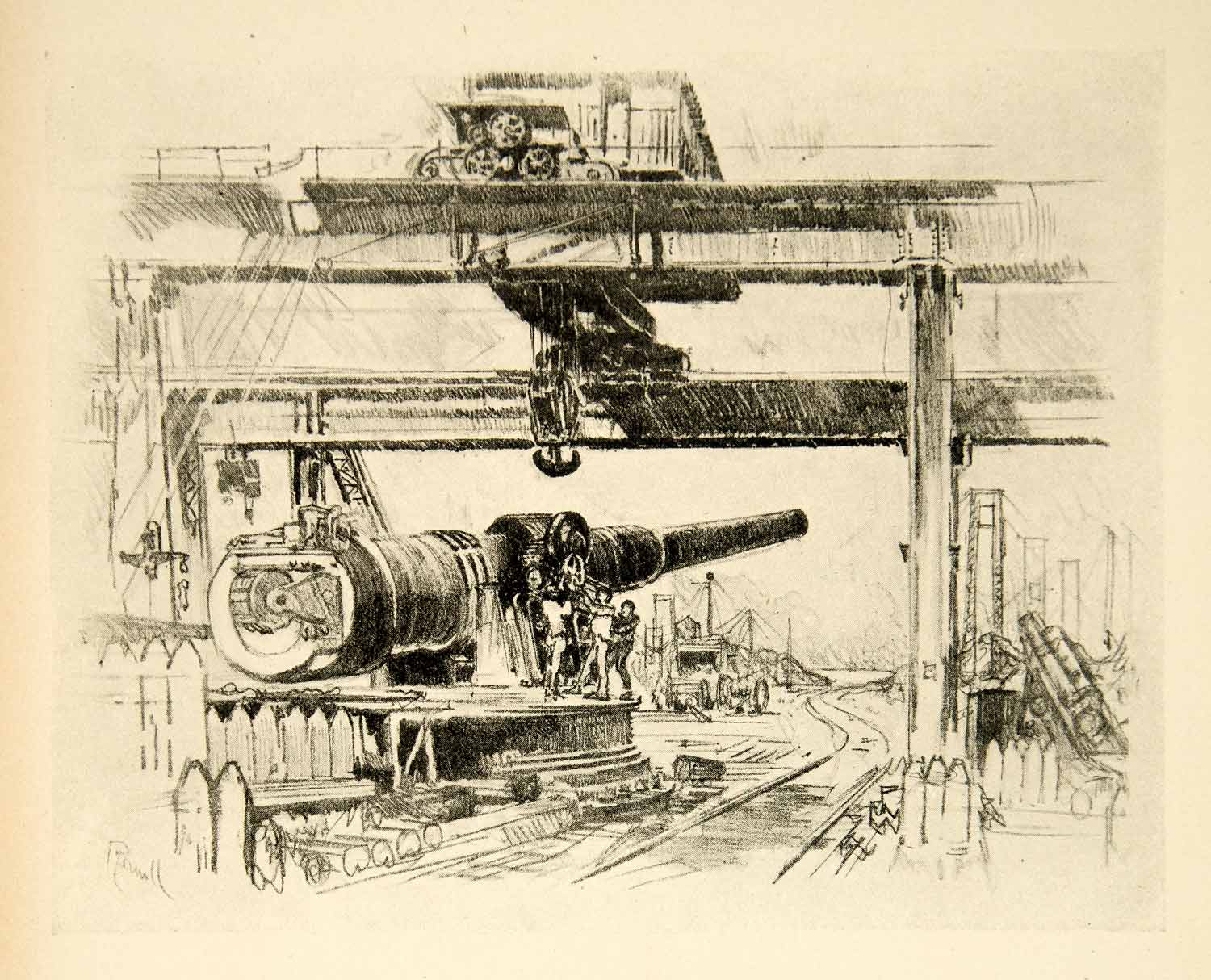 1917 Print Gun Testing Military World War I England Joseph Pennell XDJ1