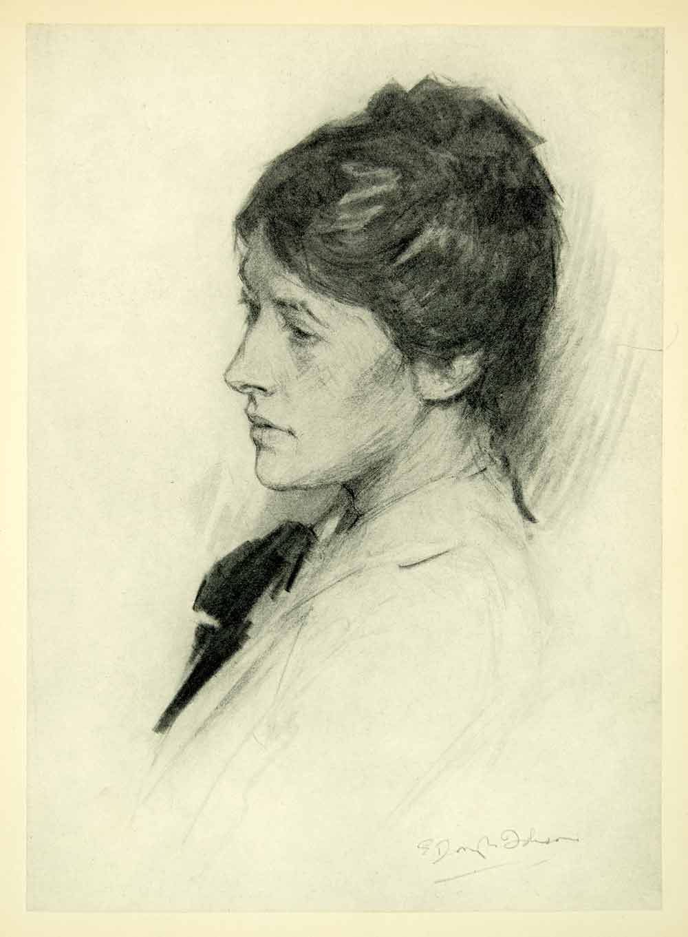 1931 Print Ernest Borough Johnson Girls Head Portrait Art Woman Face Female XDJ6