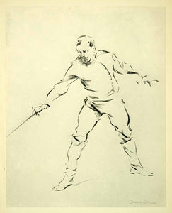 1931 Print Ernest Borough Johnson Fencer Foil Sport Art Male Portrait En XDJ6