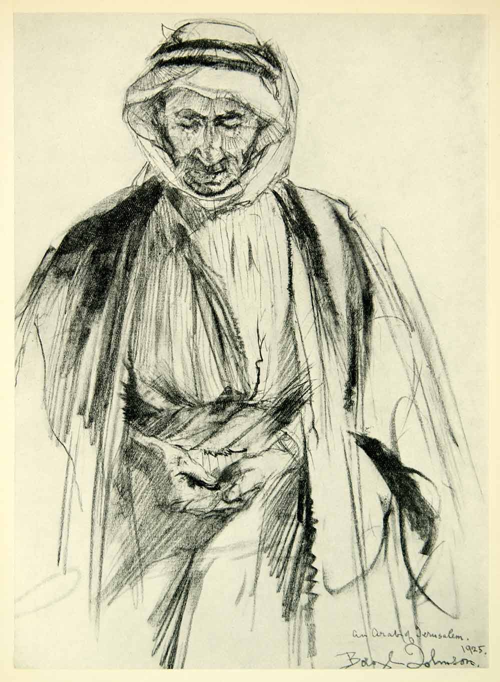 1931 Print Ernest Borough Johnson Arab Portrait Man Fashion Ethnic Middle XDJ6