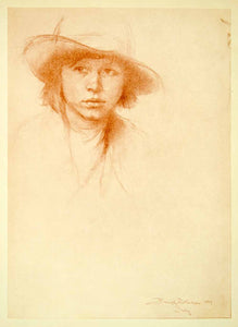 1931 Print Ernest Borough Johnson Sally Portrait Head Art Woman Hat Face XDJ6