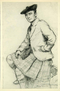 1931 Print Ernest Borough Johnson Portrait A.J. Munro Scot Kilt Art XDJ6