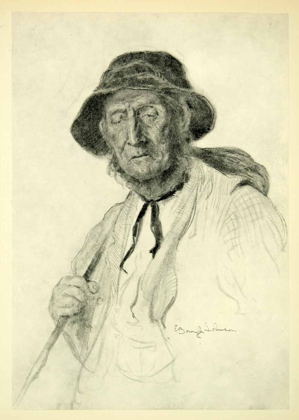 1931 Print Ernest Borough Johnson Old Laborer Portrait Man Art Face Pose XDJ6