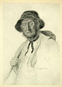 1931 Print Ernest Borough Johnson Old Laborer Portrait Man Art Face Pose XDJ6