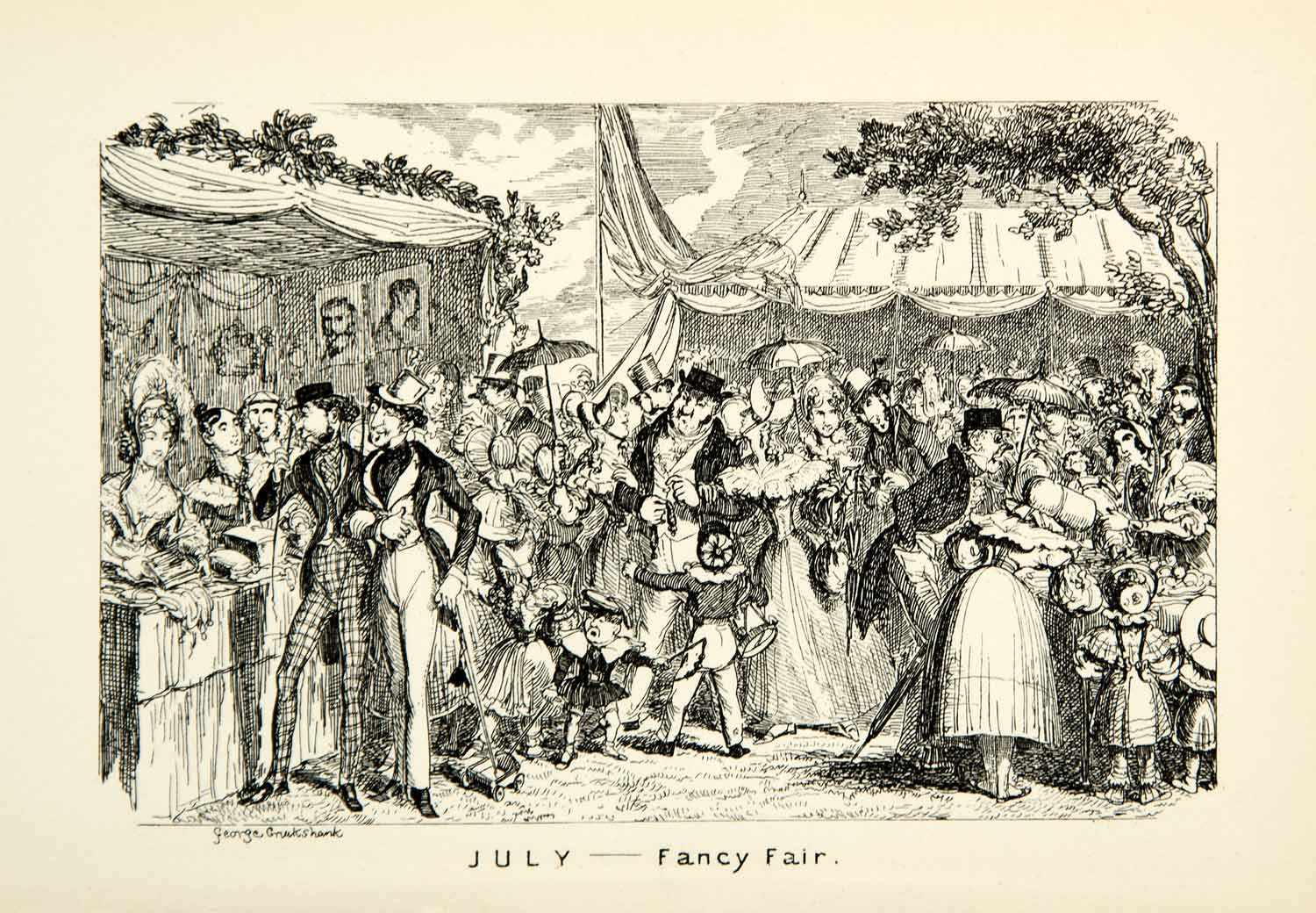 1912 Print Fancy Fair Celebration London July George Cruikshank Cartoon XDJ7