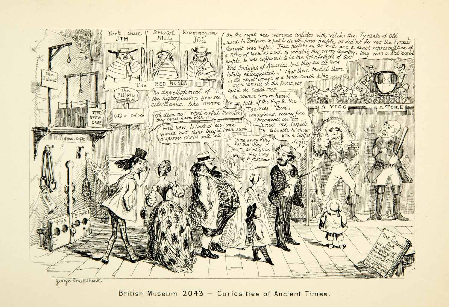 1912 Print British Museum Future England George Cruikshank Cartoon Funny XDJ7