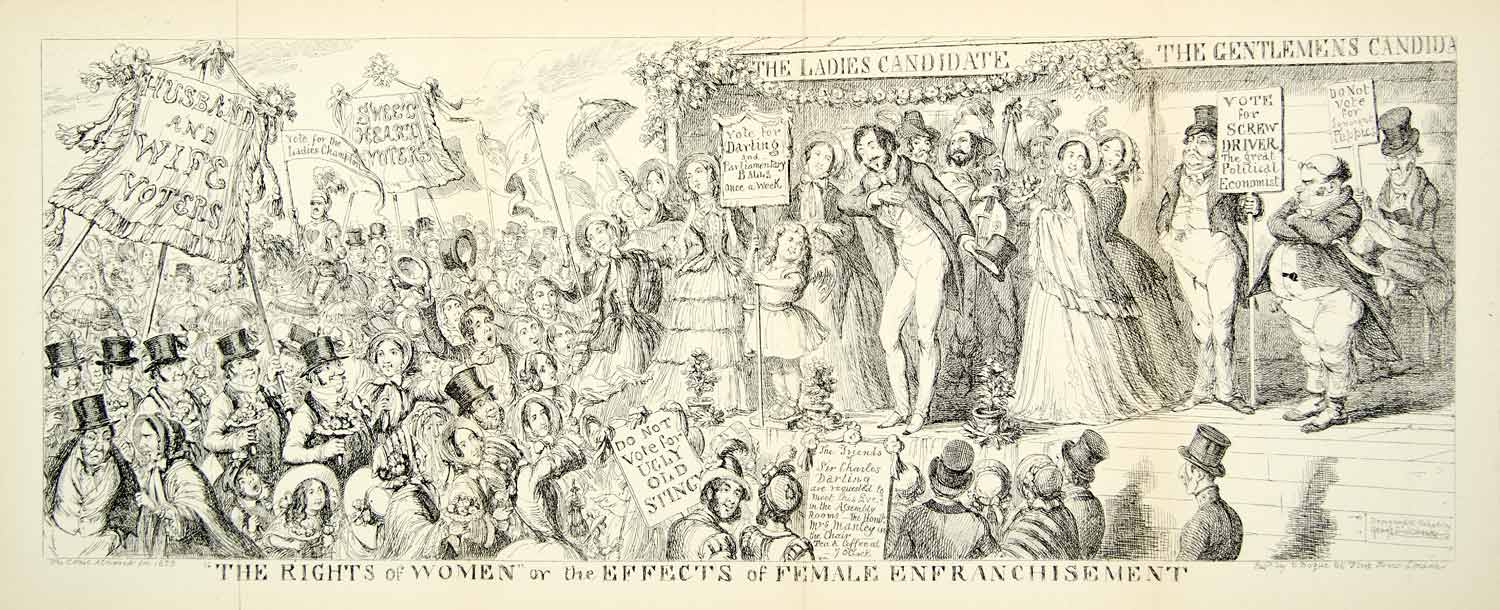 1912 Print Women Rights Politics England George Cruikshank Figures Cartoon XDJ7
