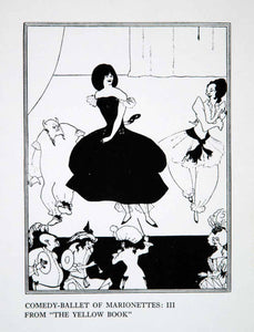 1967 Offset Lithograph Yellow Book Aubrey Beardsley Marionettes Comedy XDJ8