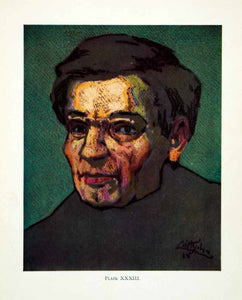 1927 Color Print John Littlejohns Figure Portrait Face Colorful Spectacles XDJ9