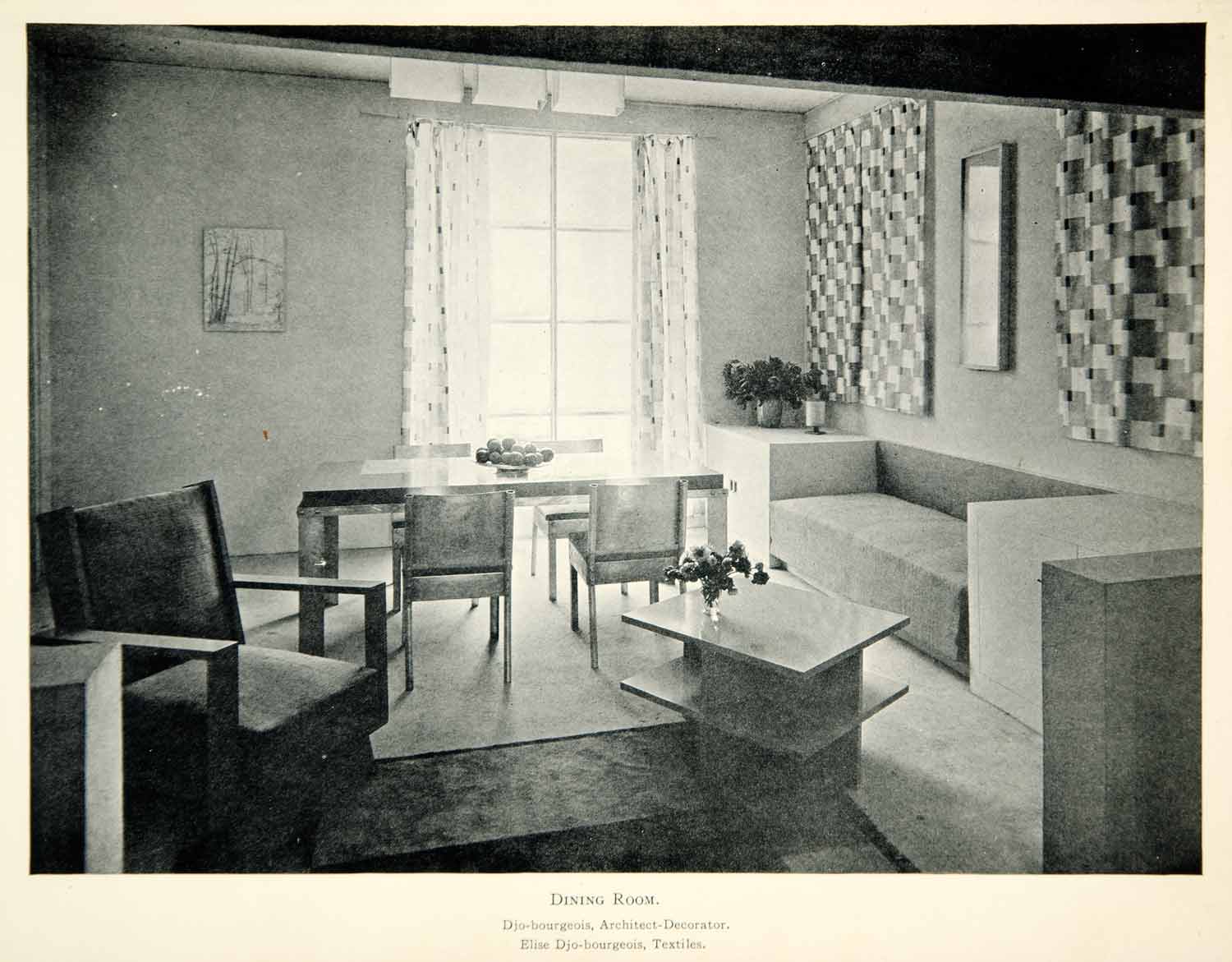 1930 Print Art Deco Georges Djo-Bourgeois Dining Room French Interior XDK3