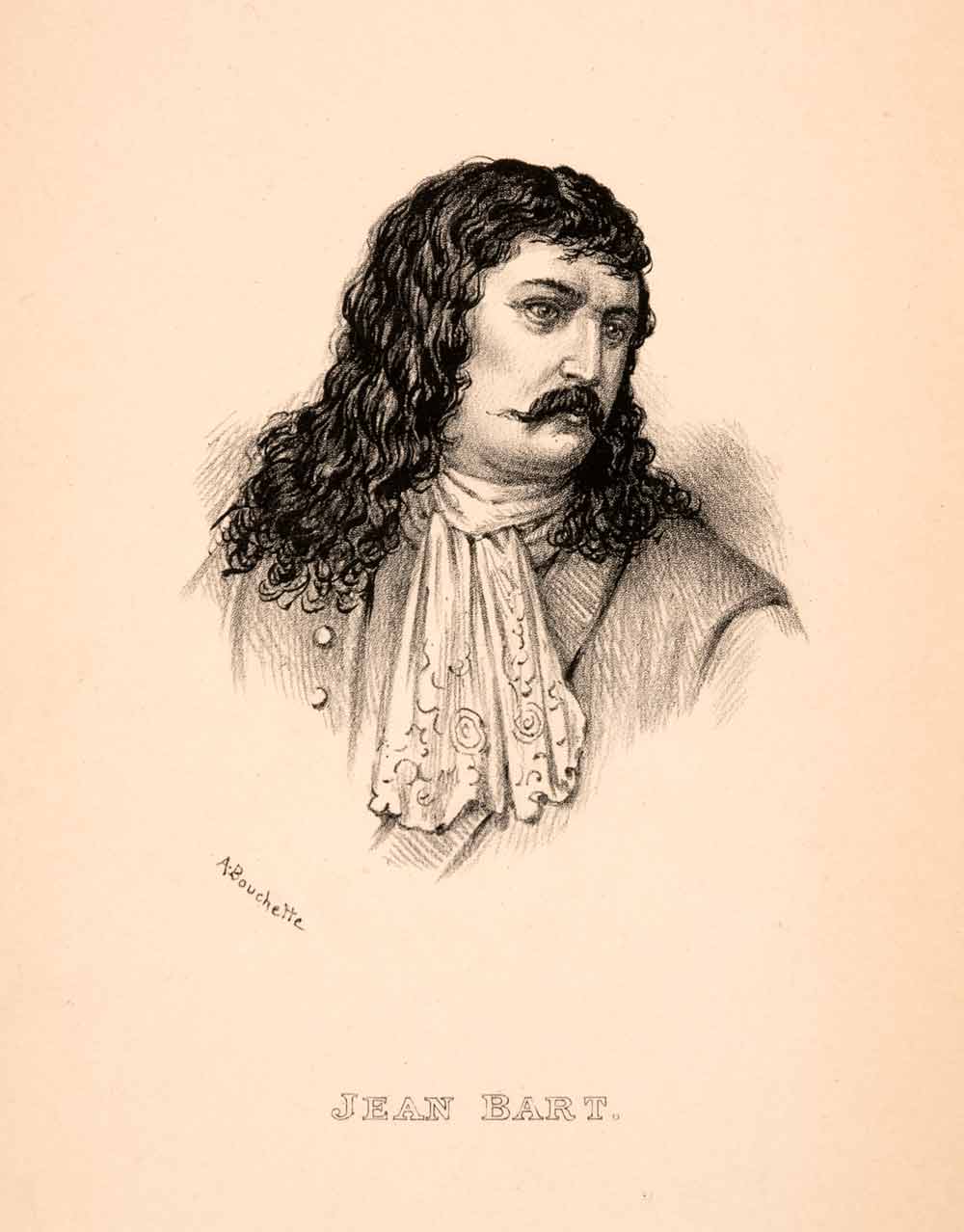 1887 Lithograph Jean Bart Buccaneer Flemish Navy Costume Pirate Corsair XEA5