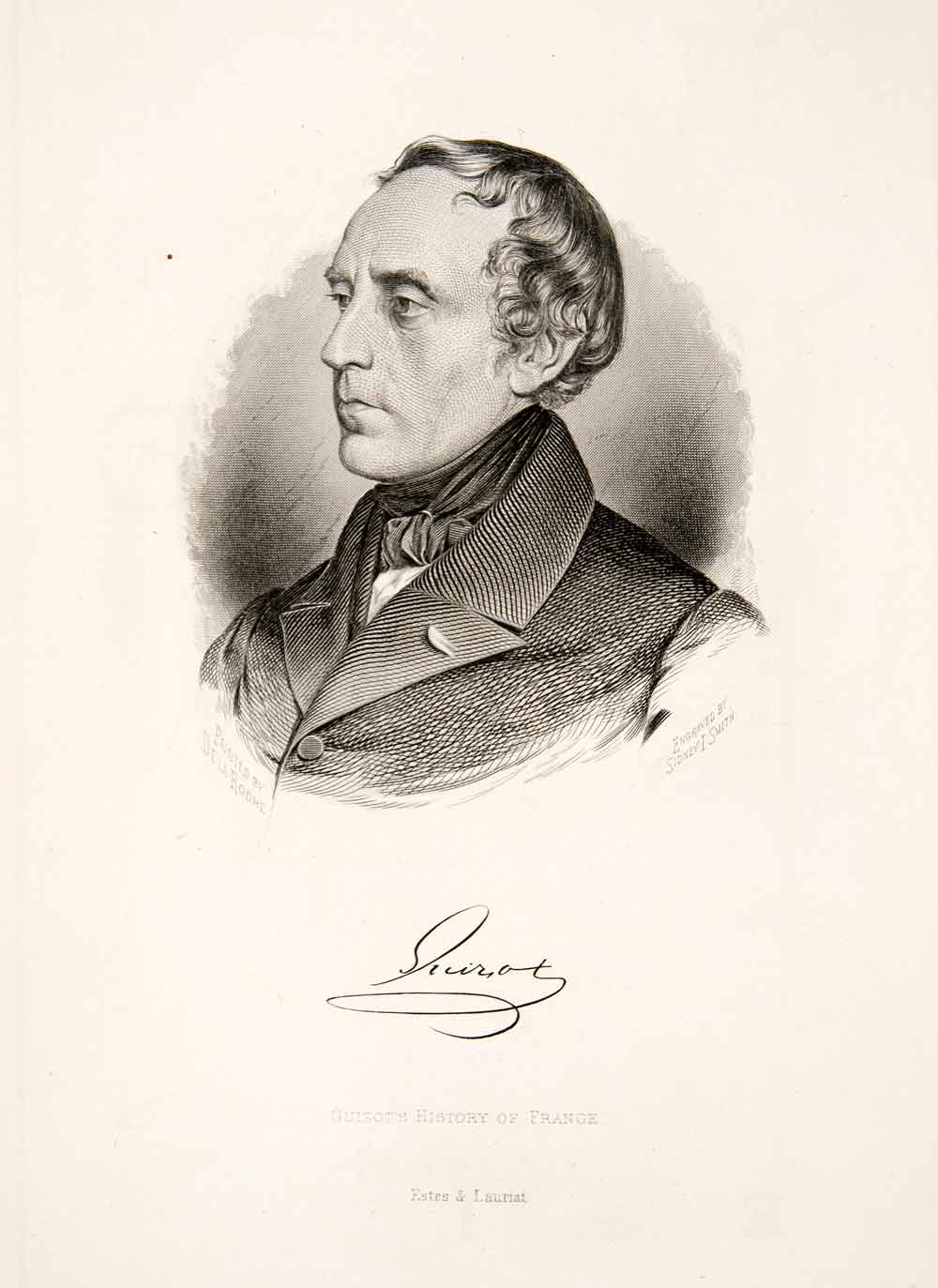 1875 Steel Engraving Portrait Francois Guizot Prime Minister French XEA6