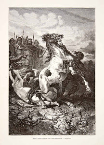 1875 Woodcut Alphonse Neuville Nude Horse Death Brunehaut Fredegonde XEA6