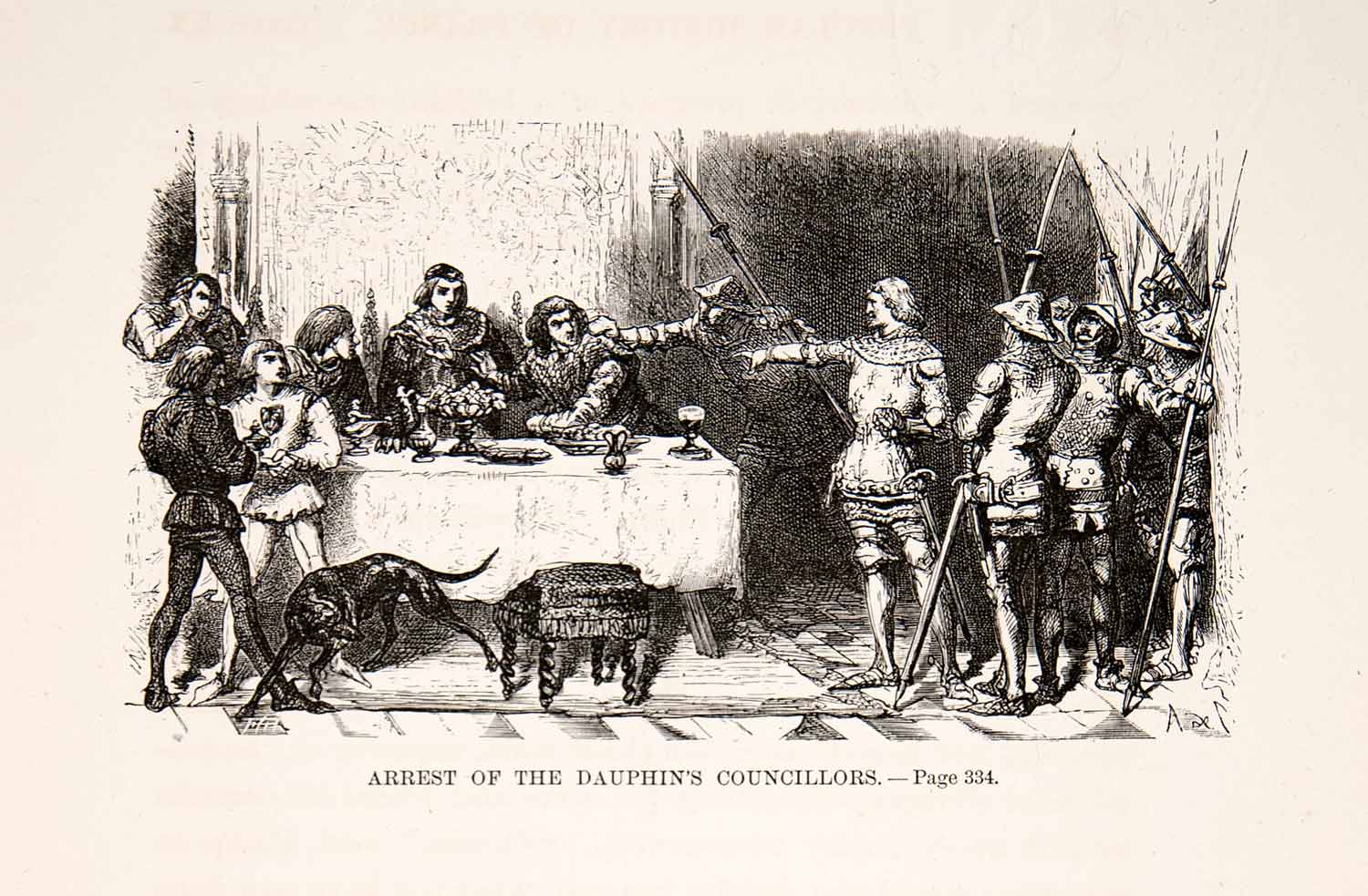 1875 Woodcut Alphonse Neuville Arrest Hundred Years War Philip IV Monarchy XEA6