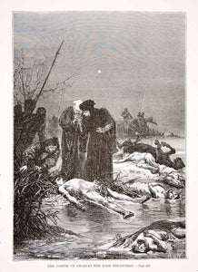 1875 Woodcut Alphonse Neuville Charles Bold Rash Corpse Nude Battle Nancy XEA6