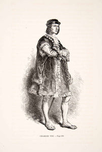 1875 Woodcut Alphonse Neuville Charles VIII King France Costume 15th XEA6