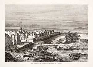 1875 Woodcut Arsenal Henry IV King Navarre France Church Boat Cityscape XEA6