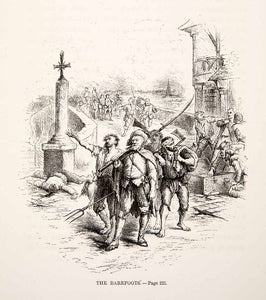 1875 Woodcut Alphonse Neuville Barefoot Peasants 17th Century Revolt Va-Nu XEA6