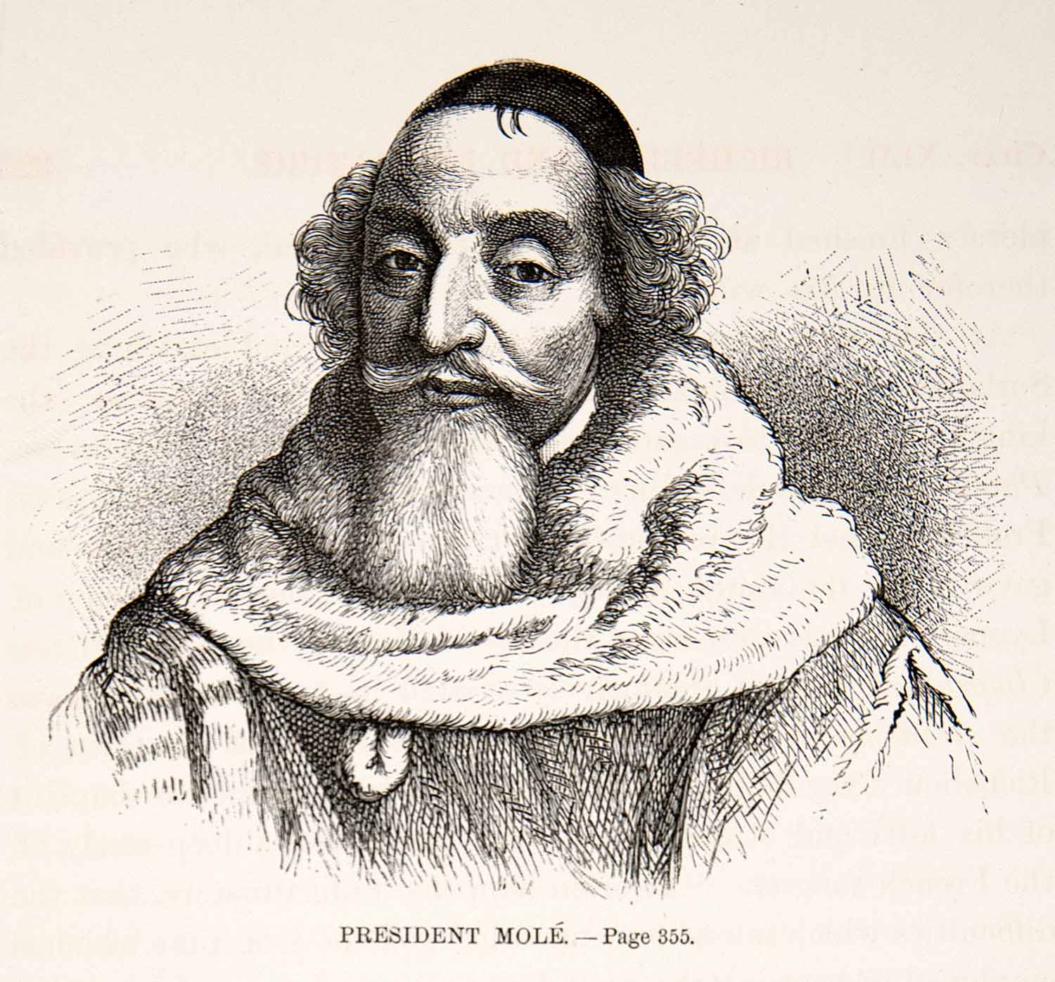 1875 Woodcut Mathieu Mole Parliament France Peace Reuil Portrait 17th ...