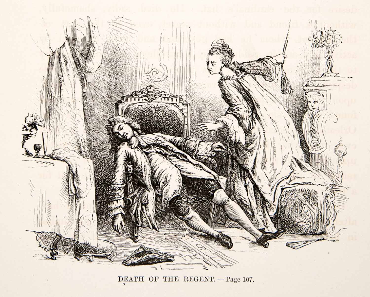 1875 Woodcut Alphonse Neuville Duke Orleans Apoplexy Death Duchess Falarie XEA6