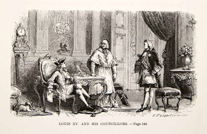 1875 Woodcut Paul Philippoteaux Louis XV Cardinal Fleury Marshal Noailles XEA6