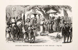 1875 Woodcut Paul Philippoteaux Dupleix Soudhabar Deccan India Murzapha XEA6