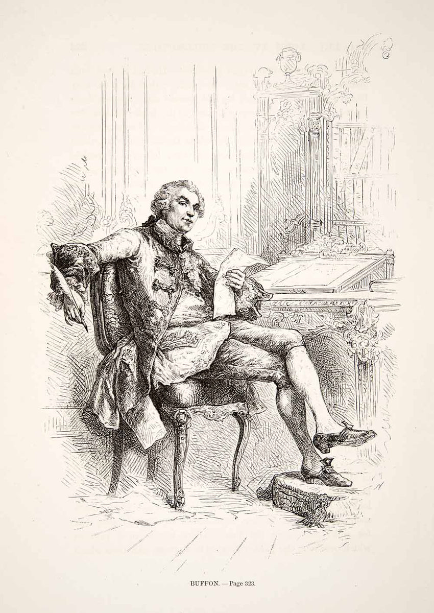 1875 Woodcut Georges-Louis Leclerc Buffon Naturalist Writer Monogenism ...