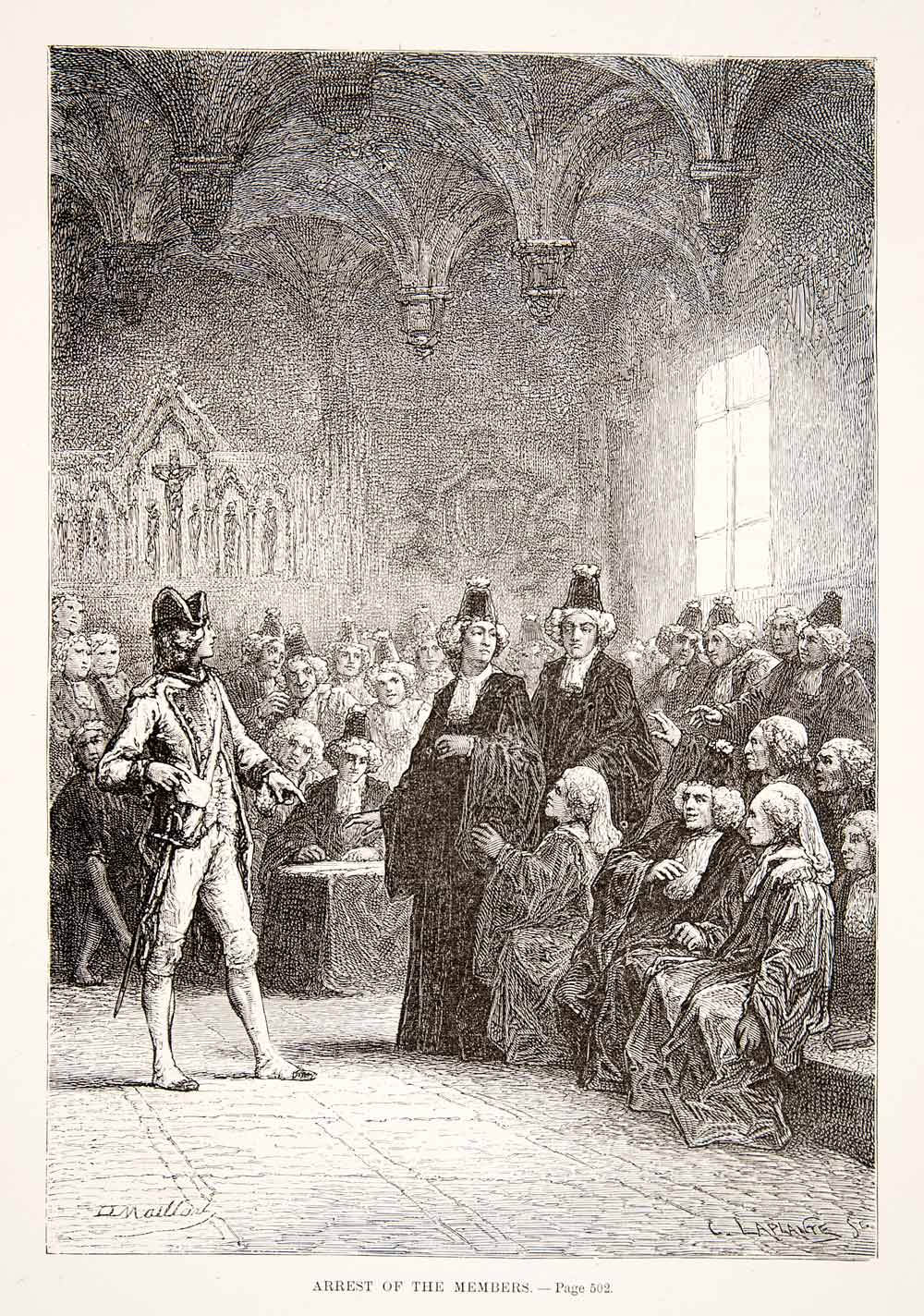 1875 Woodcut King Louis XVI Parliament Espremesnil Goislard Montsabert XEA6
