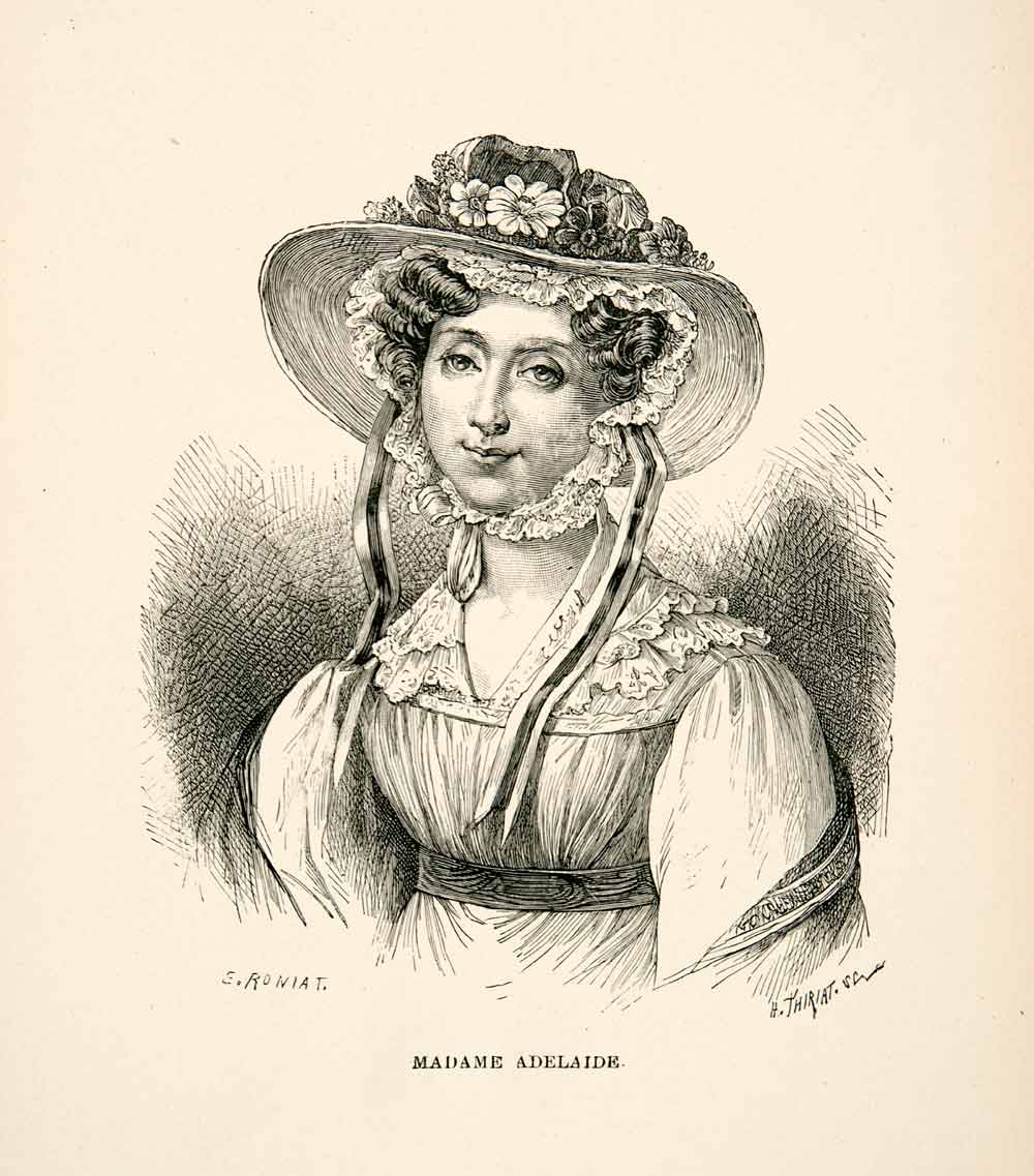 1877 Wood Engraving Madame Marie Adelaide Princess French Royal Art Costume XEA7