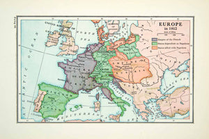 1943 Print Map Europe Empire Austria Rhine Russian Turkish Spain Portugal XEAA5