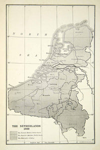 1918 Print Map Netherlands North Sea Amsterdam Zuyder Zee Antwerp Brussels XEAA7