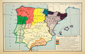1945 Lithograph Christian Expansion Spain Atlantic Ocean Balearic Isles XEAA9