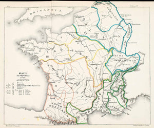 1892 Lithograph Gaul France Provinces Roman Empire Julius Caesar Augustus XEB1