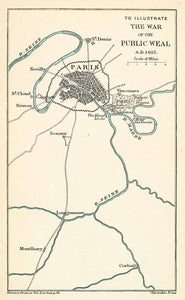 1896 Lithograph Map France War Public Weal Paris River Seine St. Denis XEB2