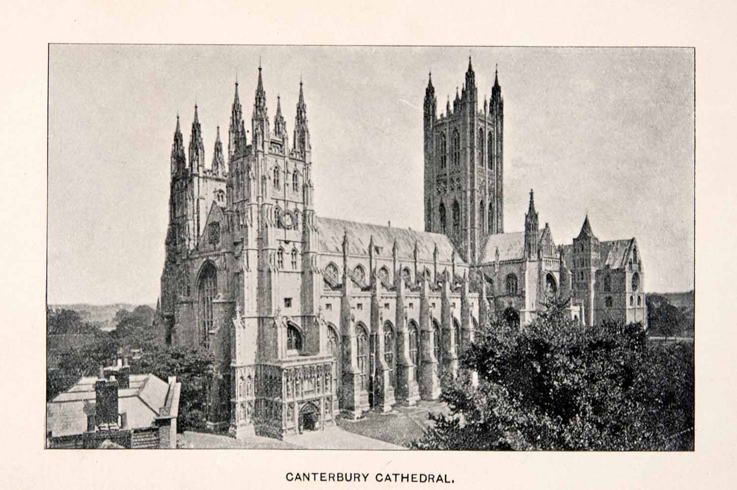 1902 Print Canterbury Cathedral Kent England Christian Gothic Architecture XEB8