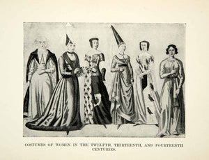 1912 Print Middle Ages Medieval Costumes Women Centuries Outfits Cloth Period Paper Historic Art LLC 1912 Print Middle Ages Medieval Costumes Women Centuries Outfits Cloth Period Paper Historic Art LLC