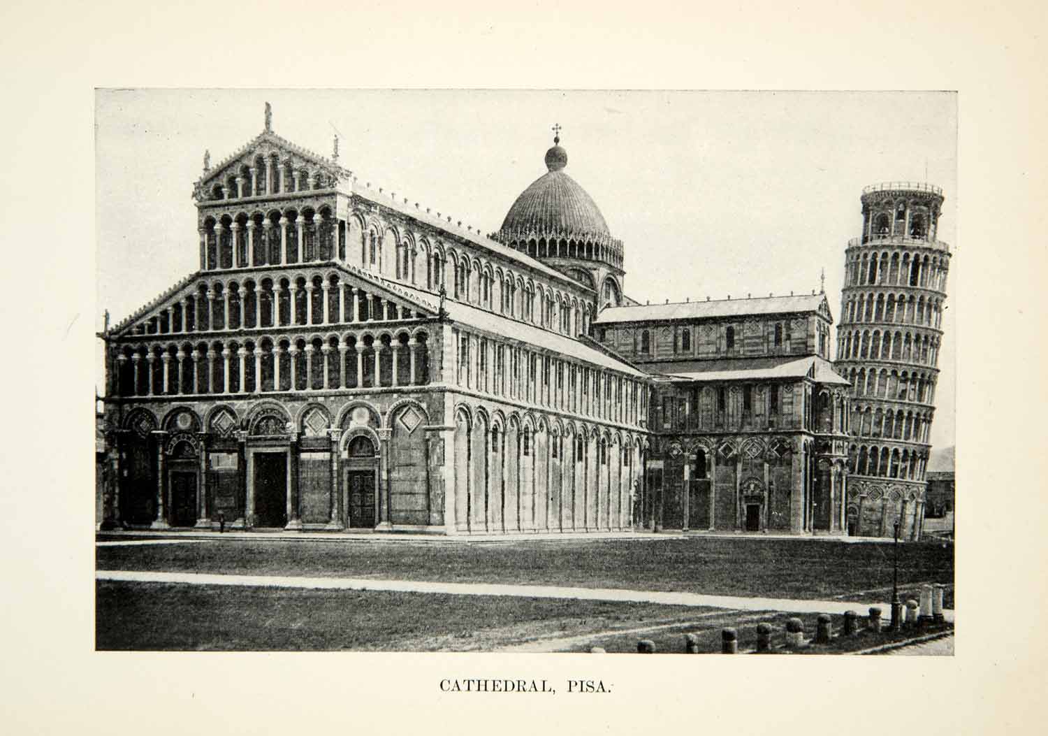 1912 Print Cathedral Pisa Leaning Tower Italy World Heritage Site Piazza XEBA2