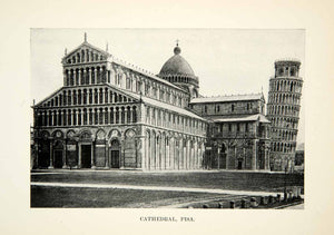 1912 Print Cathedral Pisa Leaning Tower Italy World Heritage Site Piazza XEBA2