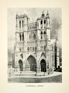 1912 Print Cathedral Amiens Medieval France World Heritage Site Gothic XEBA2