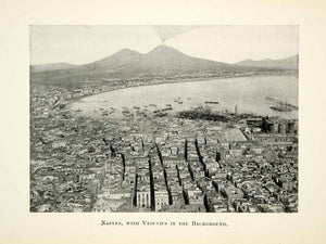 1912 Print Cityscape Naples Vesuvius Mount Water Port Harbor Italy XEBA2