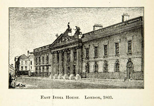 1912 Wood Engraving Architecture East India House London England XEBA2