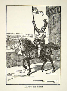 1939 Print Knight Leaving Castle Horse Armor Knighthood Mounted Middle XEBA4