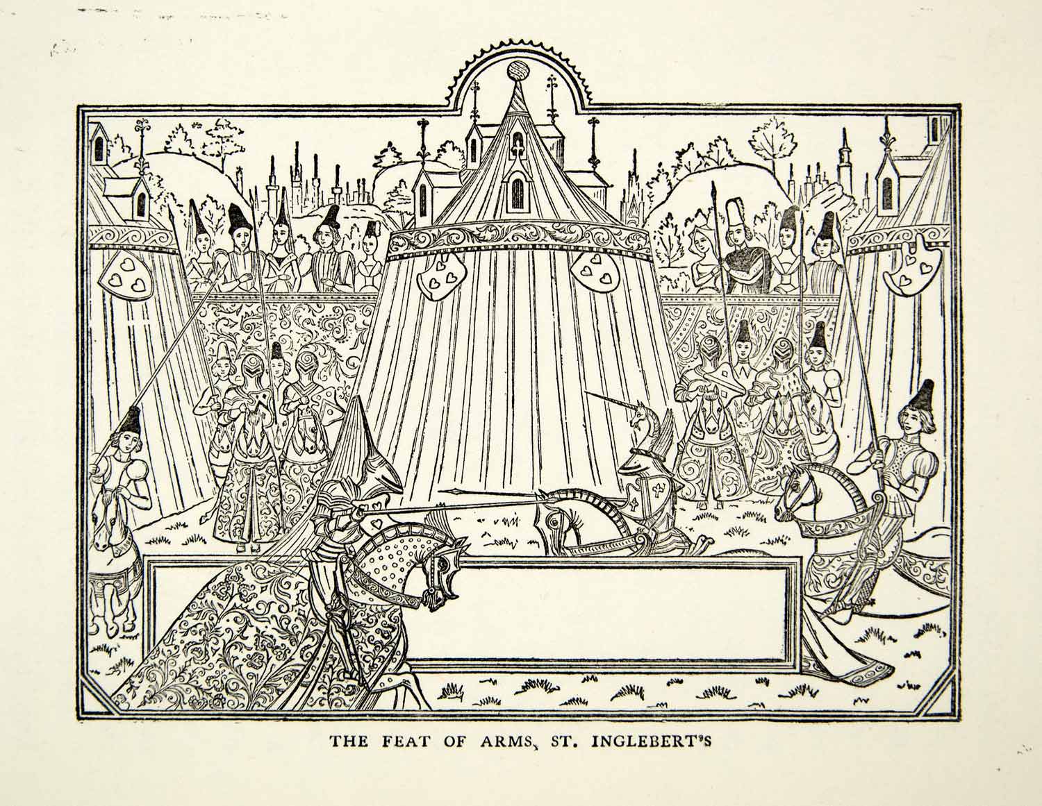 1939 Print Feat Arms Saint Englebert's Knights Jousting Display Horseback XEBA4