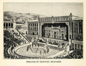 1918 Print Ancient Greek Theater Dionysus Restored Athens Greece XEBA5