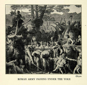 1918 Print Ancient Roman Army Yoke Humiliation Military Archaeology Rome XEBA5